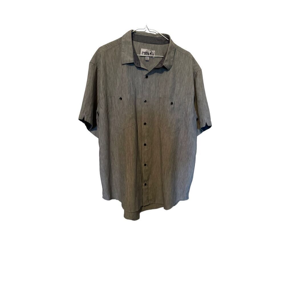 Seeded & SEWN Mens Gray Space Dye Collared Short Sleeve Button Up Shirt Size XXL